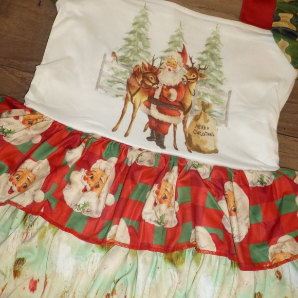 NEW Boutique Christmas Santa Girls Tiered Ruffle Twirl Dress - Picture 2 of 4